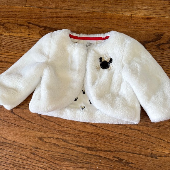 Disney Other - Disney Store Minnie Mouse Faux Fur Girls Jacket Size 6-12m NWOT